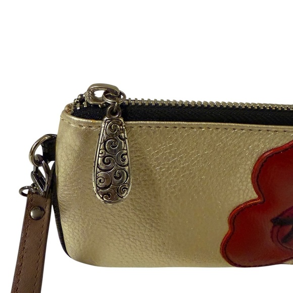 Brighton Gold Wristlet with Red Floral Accent - Picture 3 of 12